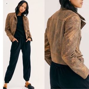 Free People Vegan Leather Snakeskin Jacket